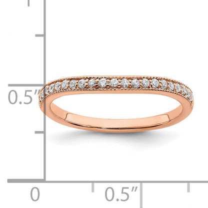 0.13ct. CZ Solid Real 14k Rose Polish Matching Wedding Wedding Band Ring