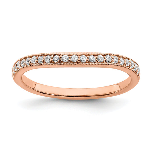 0.13ct. CZ Solid Real 14k Rose Polish Matching Wedding Wedding Band Ring