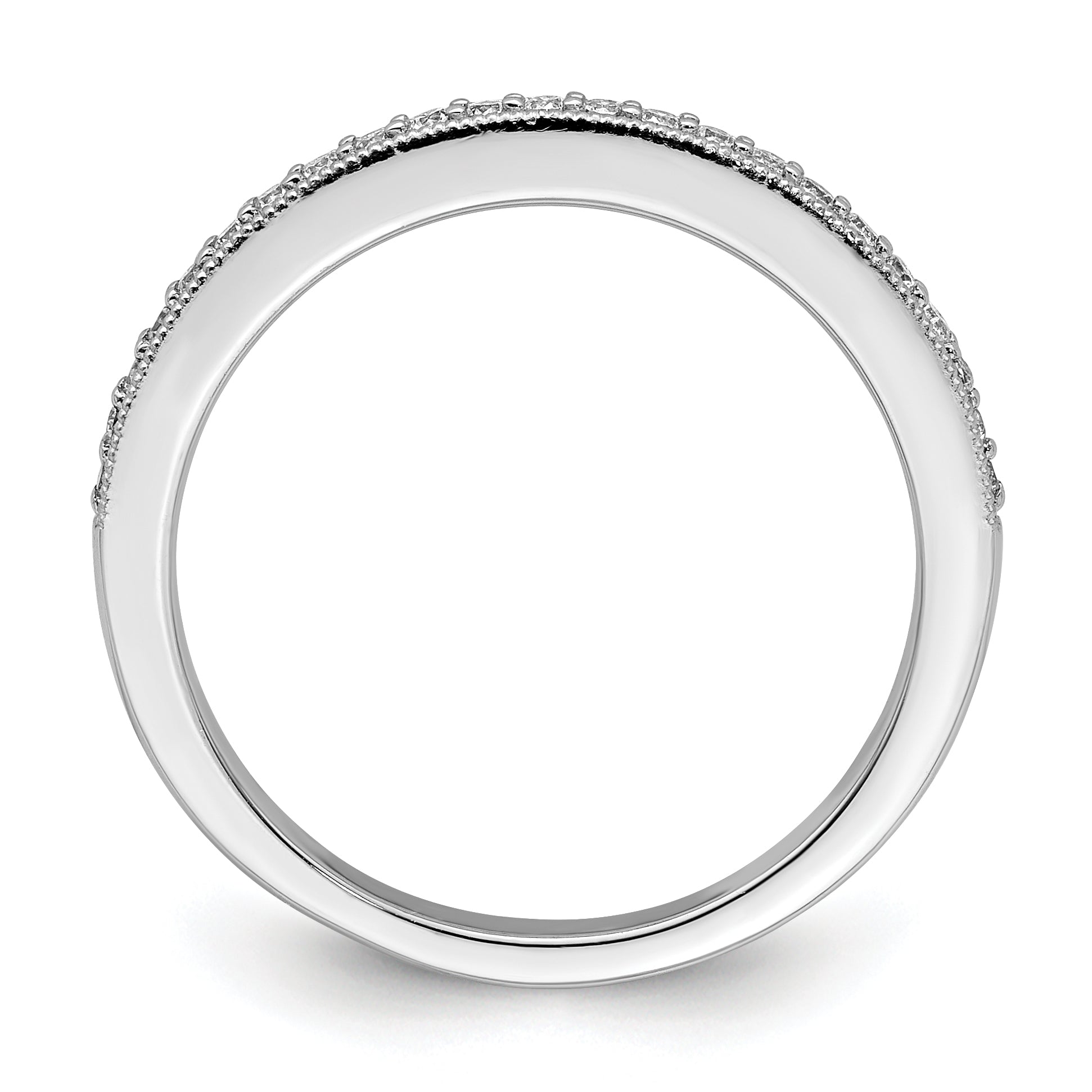 0.16ct. CZ Solid Real 14K White Gold Complete Wedding Wedding Band Ring