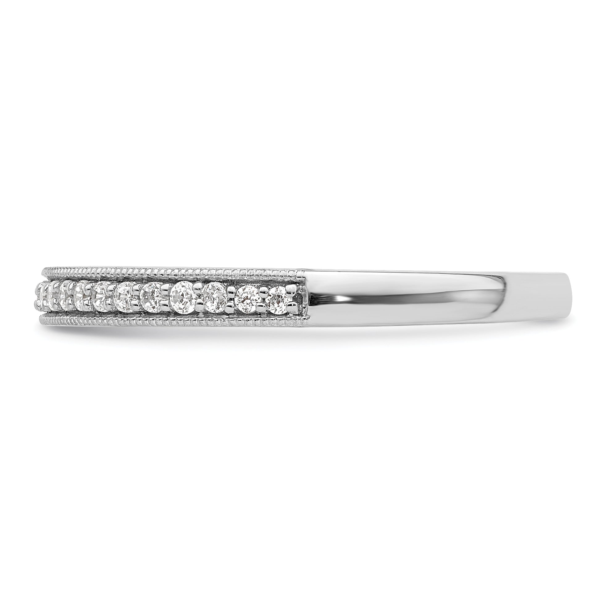0.16ct. CZ Solid Real 14K White Gold Complete Wedding Wedding Band Ring
