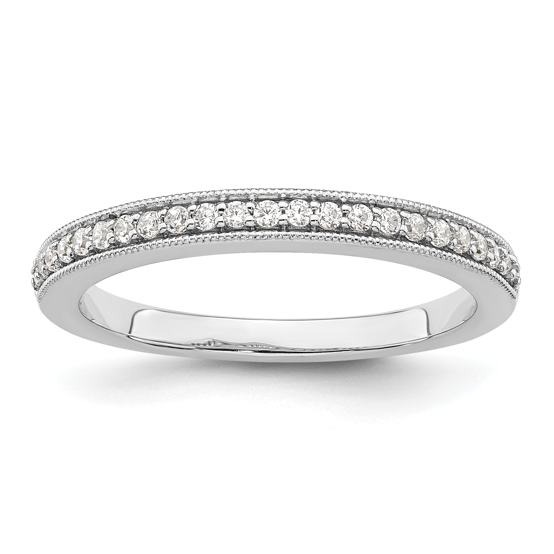 0.16ct. CZ Solid Real 14K White Gold Complete Wedding Wedding Band Ring