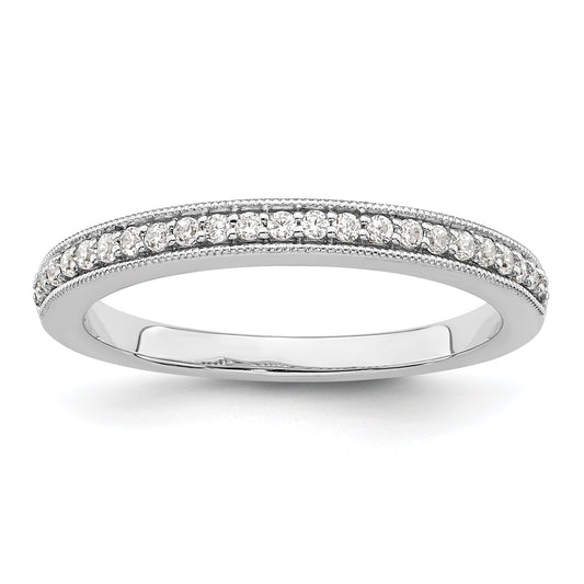 0.16ct. CZ Solid Real 14K White Gold Complete Wedding Wedding Band Ring