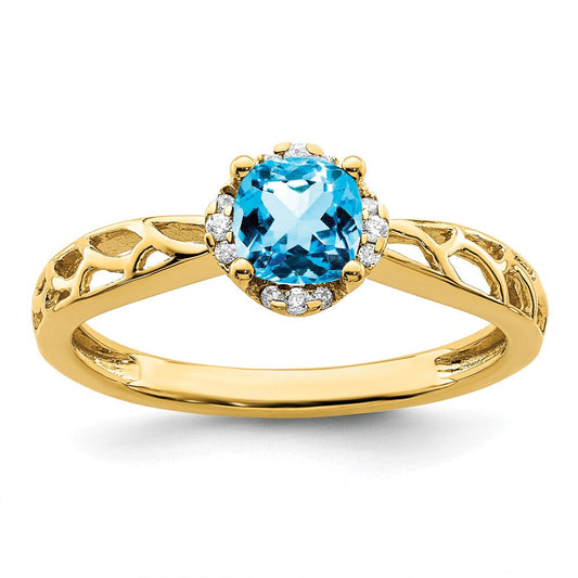 14k gold polished blue topaz and real diamond ring rm8151 bt 060 ya
