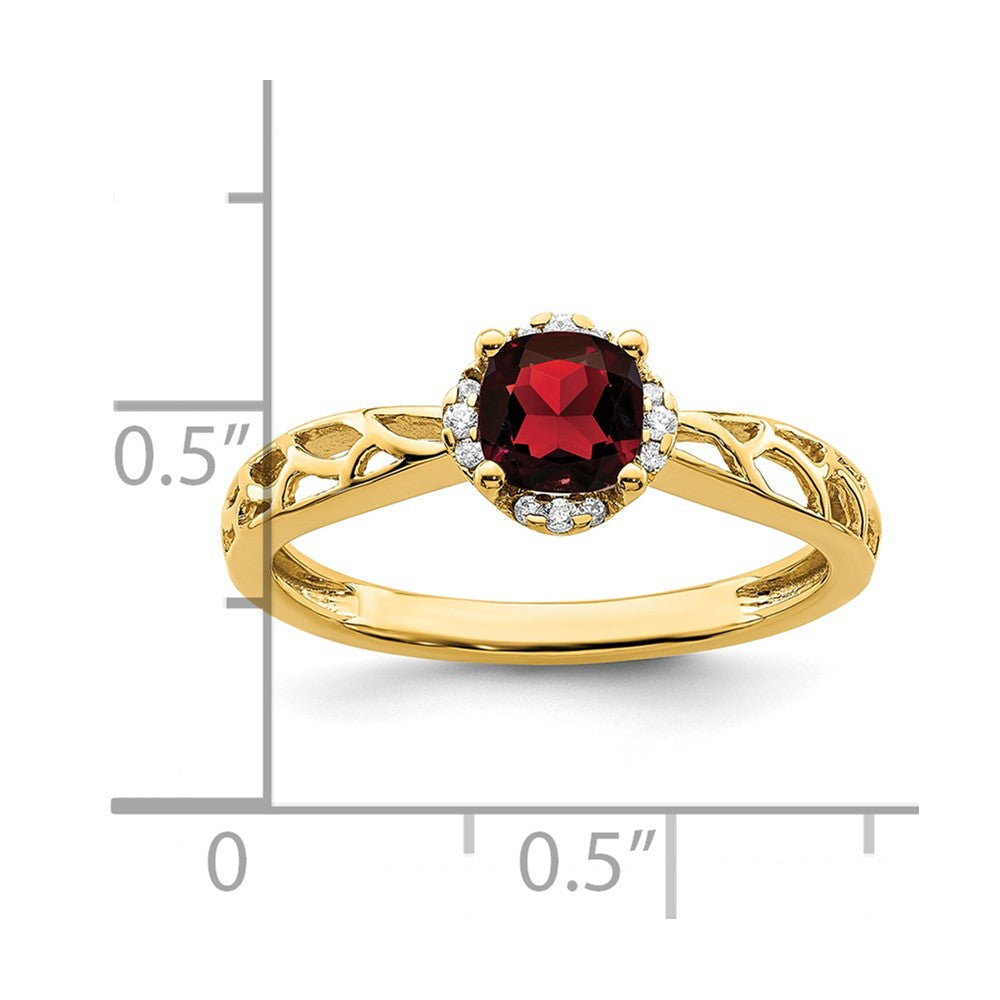 14k gold polished garnet and real diamond ring rm8151 ga 060 ya