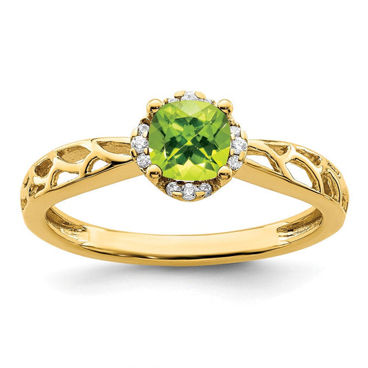 14k gold polished peridot and real diamond ring rm8151 pe 060 ya