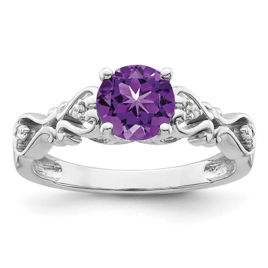 14k white gold polished amethyst and real diamond ring rm8177 am 100 wa