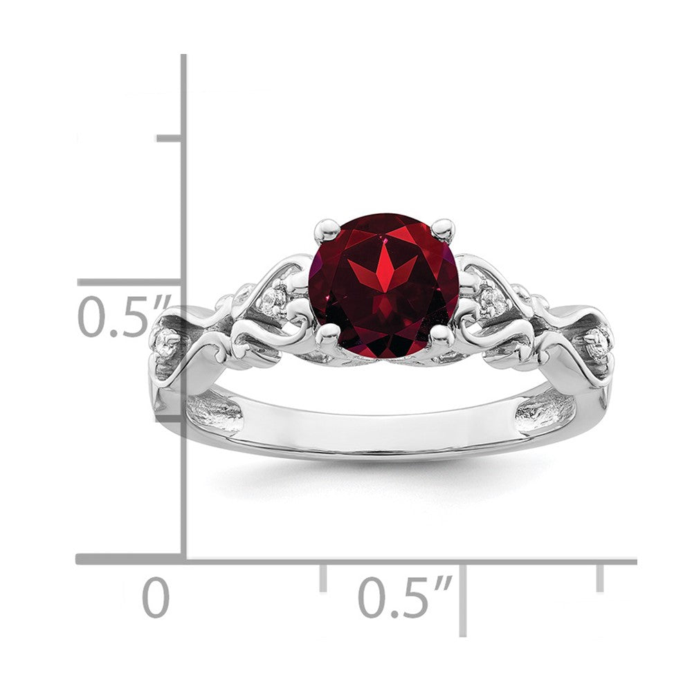 14k white gold polished garnet and real diamond ring rm8177 ga 100 wa