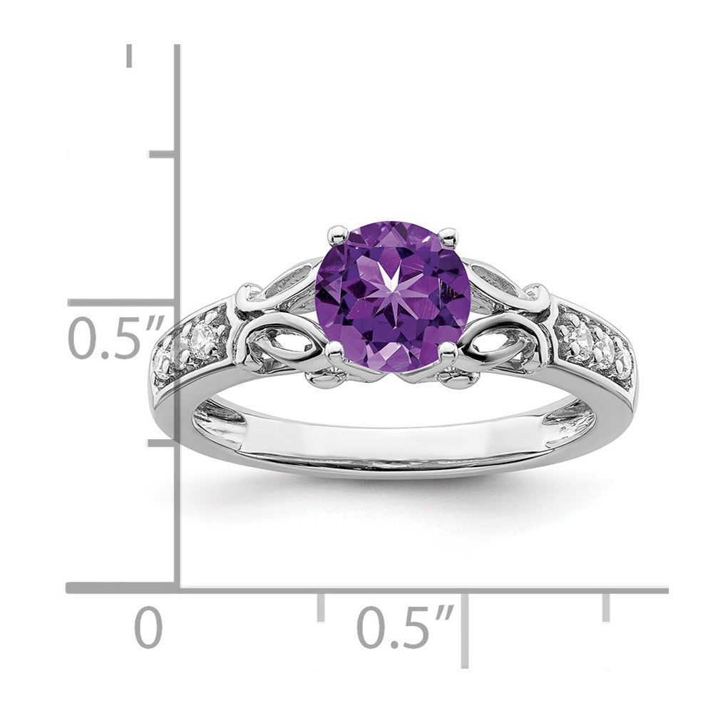 14k white gold polished amethyst and real diamond ring rm8182 am 109 wa