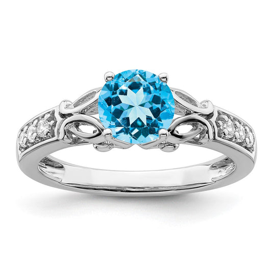 14k white gold polished blue topaz and real diamond ring rm8182 bt 109 wa