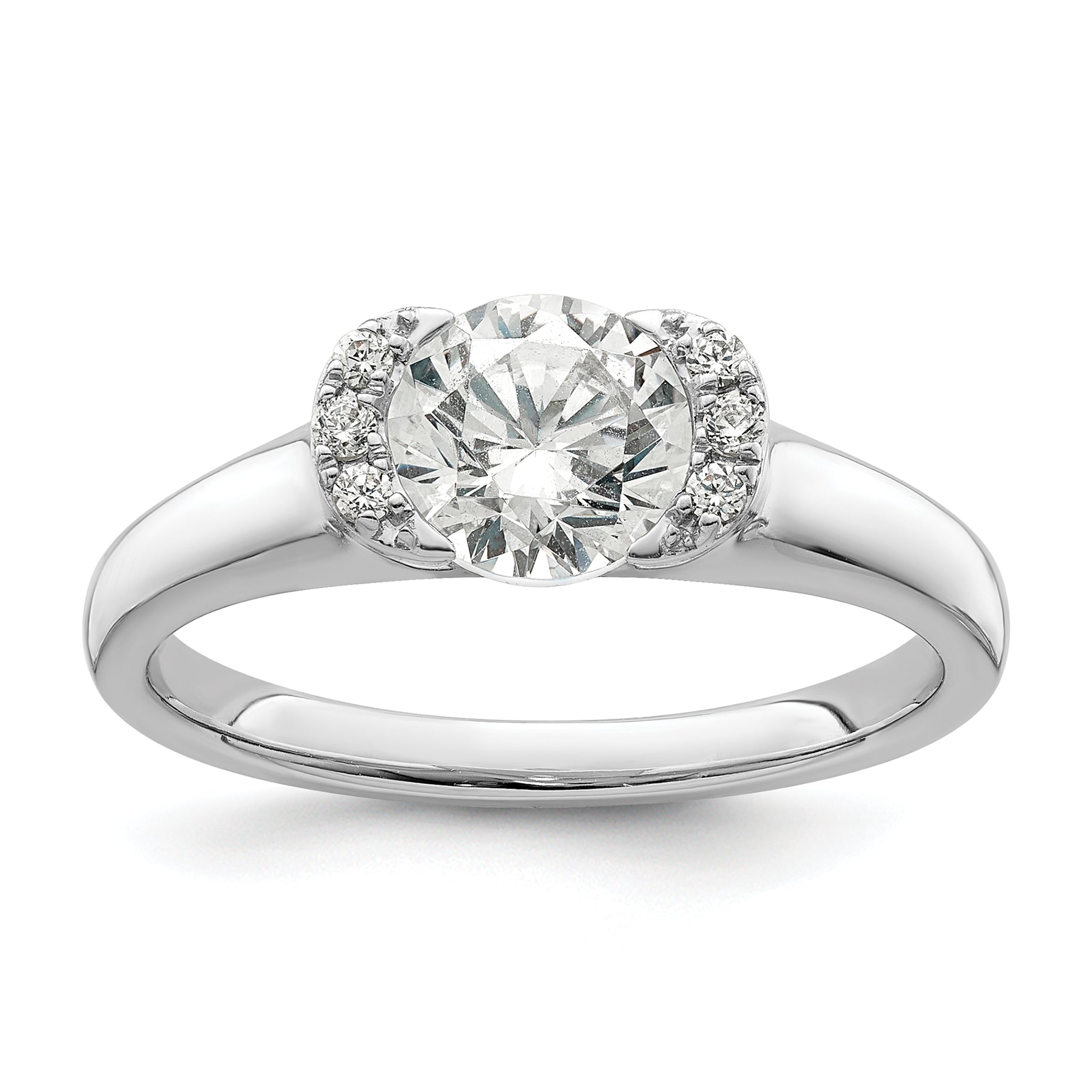 1.00ct. CZ Solid Real 14K White Gold Engagement Ring