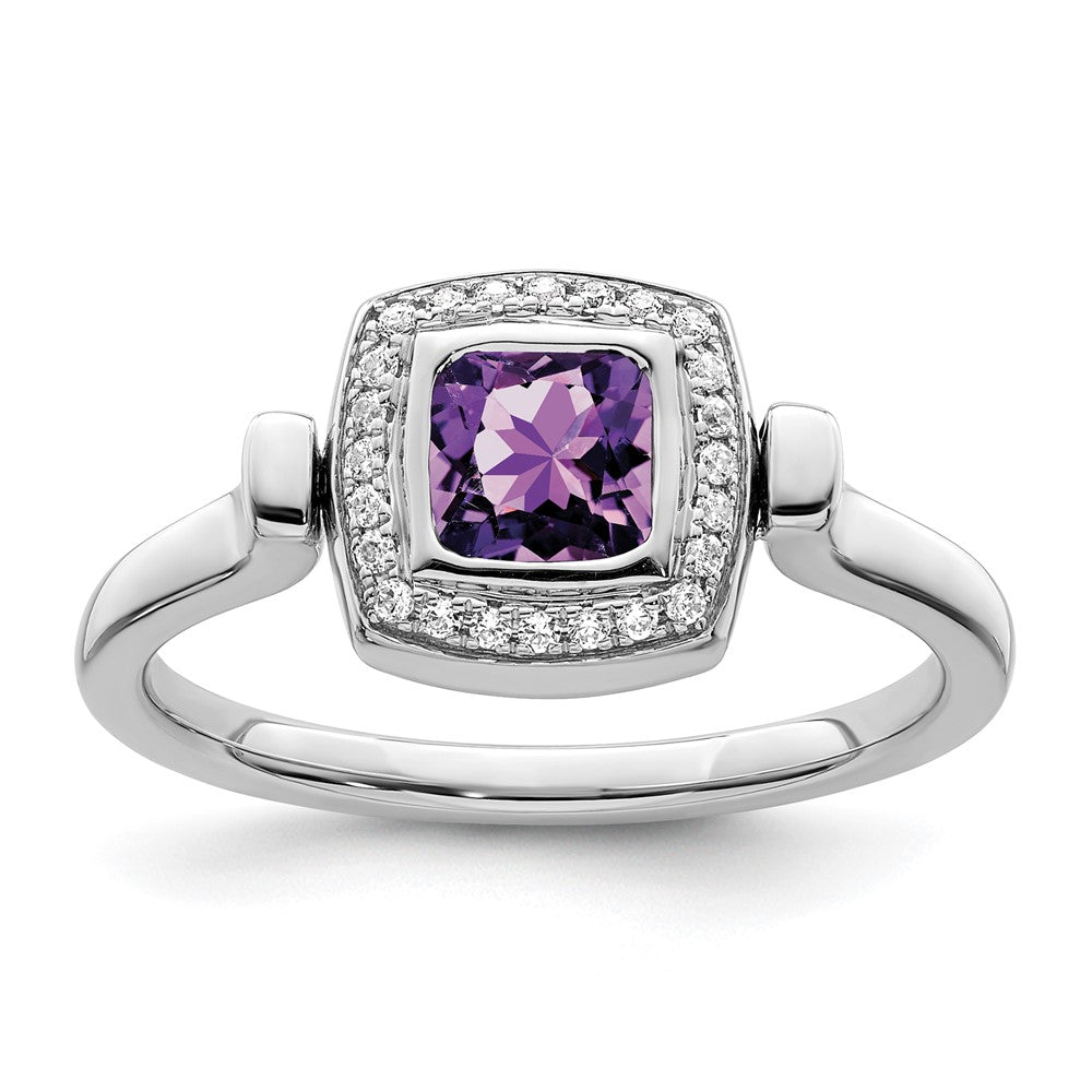 14k white gold polished amethyst and real diamond flip ring rm8231 am 027 wa