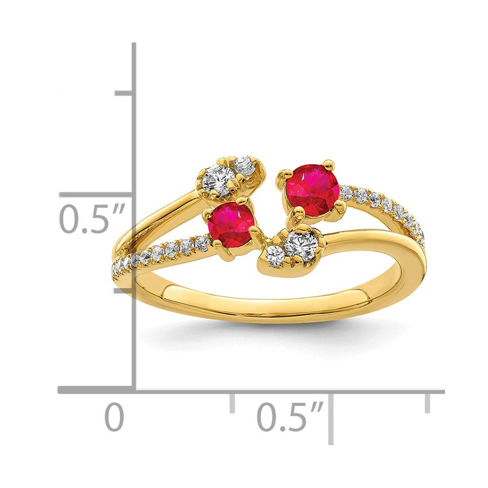 14k gold polished ruby and real diamond bypass ring rm8394 ru 022 ya