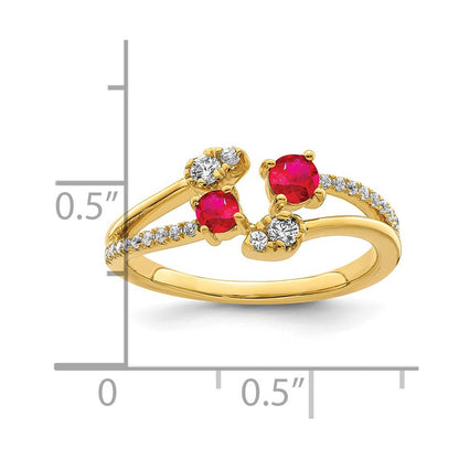 14k gold polished ruby and real diamond bypass ring rm8394 ru 022 ya