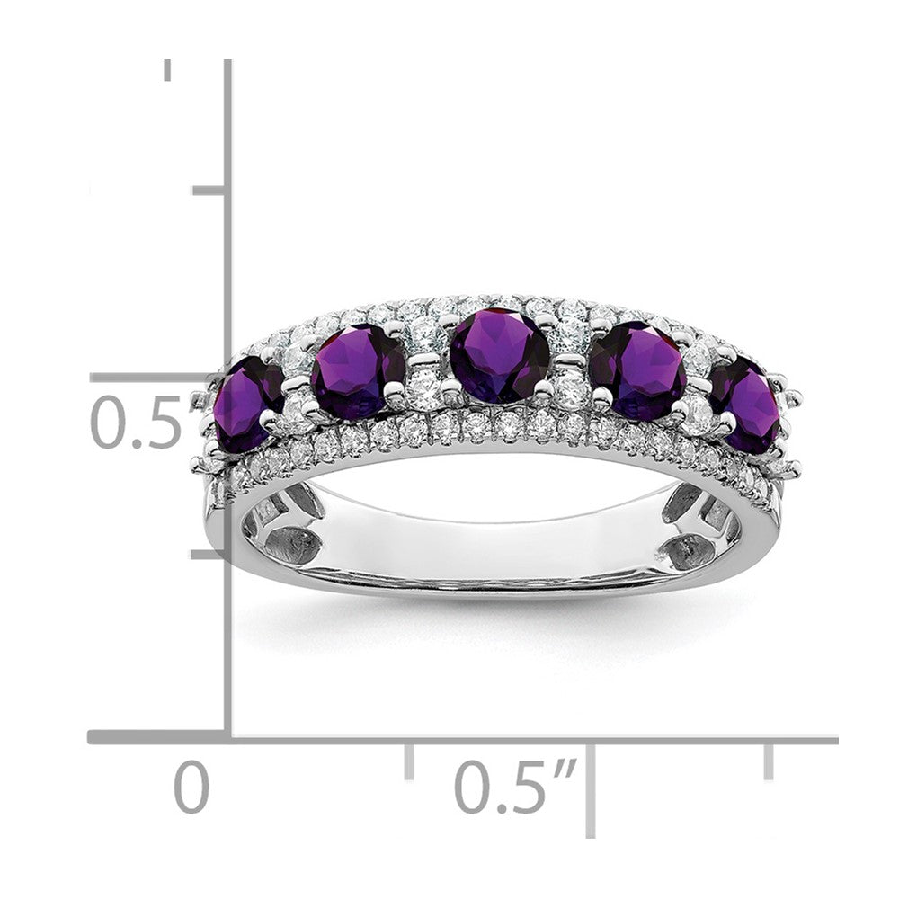 14k white gold polished amethyst and real diamond ring rm8395 am 039 wa