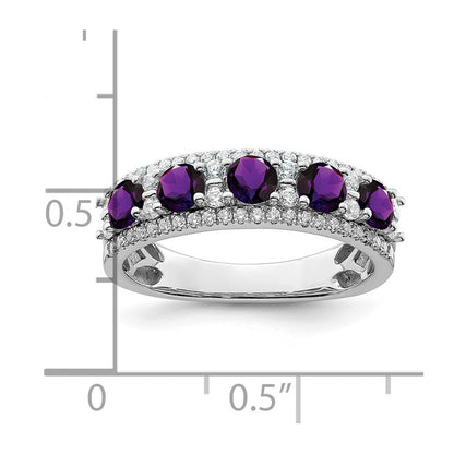 14k white gold polished amethyst and real diamond ring rm8395 am 039 wa