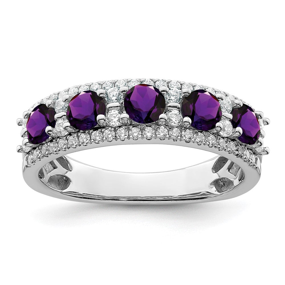 14k white gold polished amethyst and real diamond ring rm8395 am 039 wa