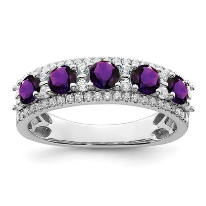 14k white gold polished amethyst and real diamond ring rm8395 am 039 wa