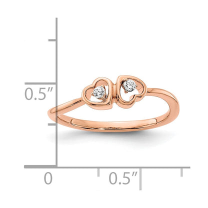 14k rose gold polished double heart real diamond ring rm8418 006 ra