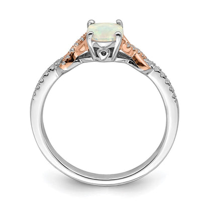 14k two tone gold polished oval opal real diamond ring rm8423 op 075 wra