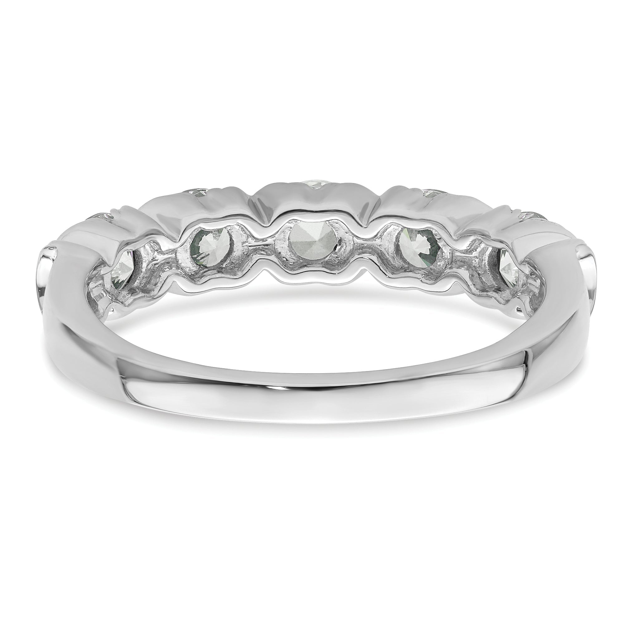 1.07ct. CZ Solid Real 14K White Gold 5-Stone Comp. Wedding Wedding Band Ring