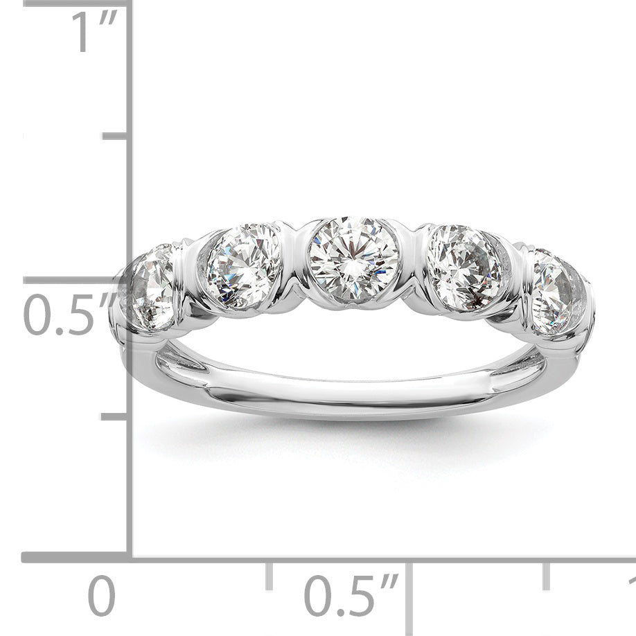 1.07ct. CZ Solid Real 14K White Gold 5-Stone Comp. Wedding Wedding Band Ring