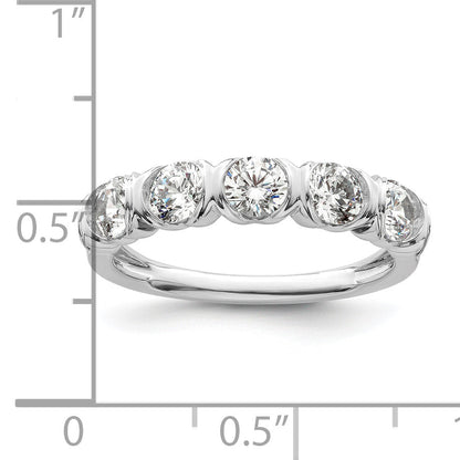 1.07ct. CZ Solid Real 14K White Gold 5-Stone Comp. Wedding Wedding Band Ring