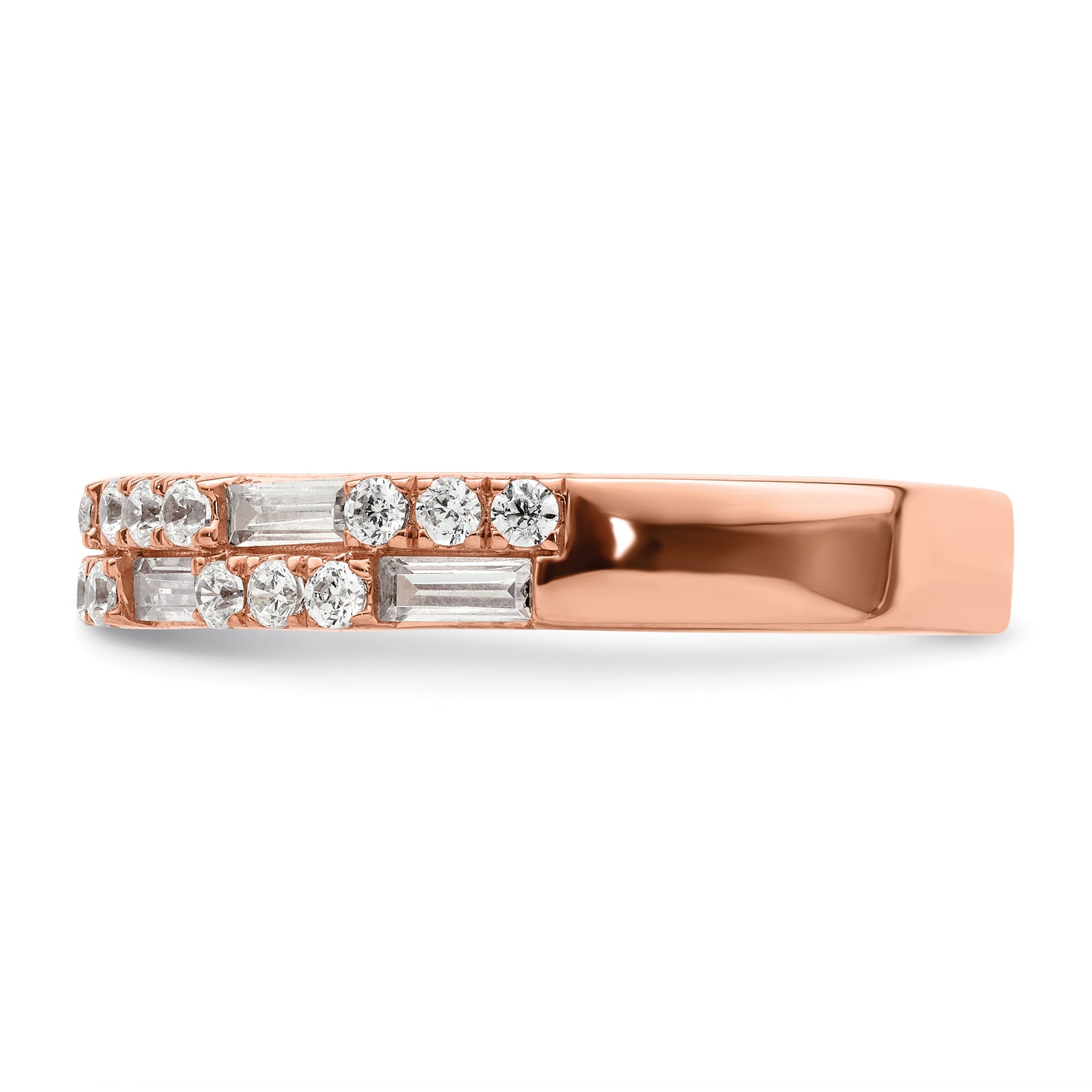 1.00ct. CZ Solid Real 14K Rose Gold Complete Wedding Wedding Band Ring