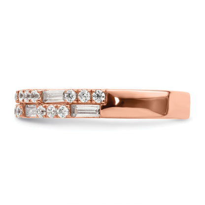 1.00ct. CZ Solid Real 14K Rose Gold Complete Wedding Wedding Band Ring
