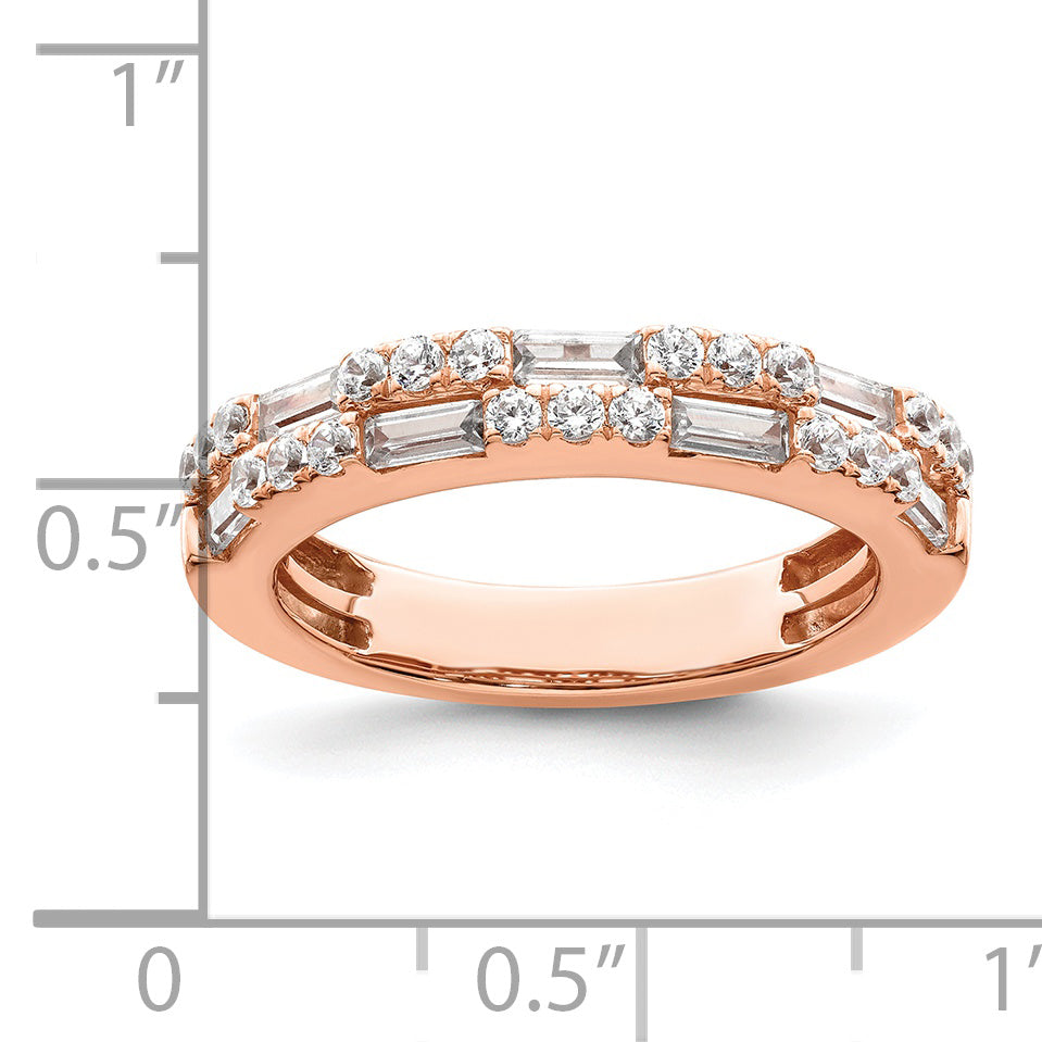 1.00ct. CZ Solid Real 14K Rose Gold Complete Wedding Wedding Band Ring