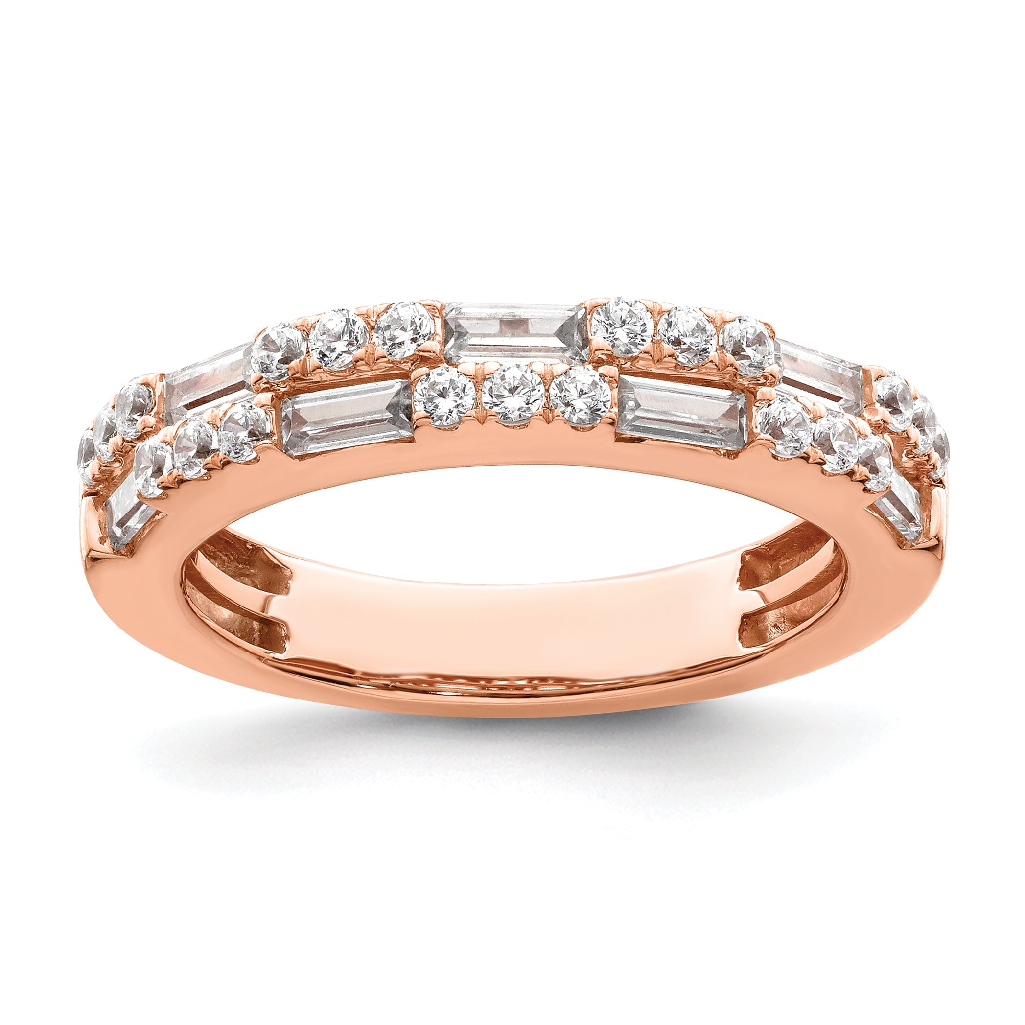 1.00ct. CZ Solid Real 14K Rose Gold Complete Wedding Wedding Band Ring