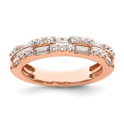 1.00ct. CZ Solid Real 14K Rose Gold Complete Wedding Wedding Band Ring