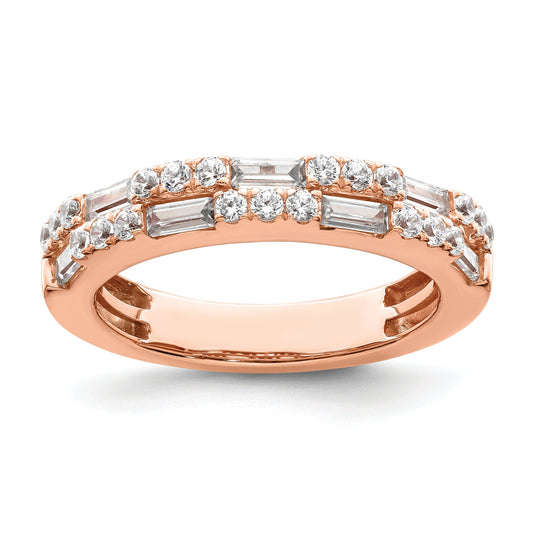 1.00ct. CZ Solid Real 14K Rose Gold Complete Wedding Wedding Band Ring