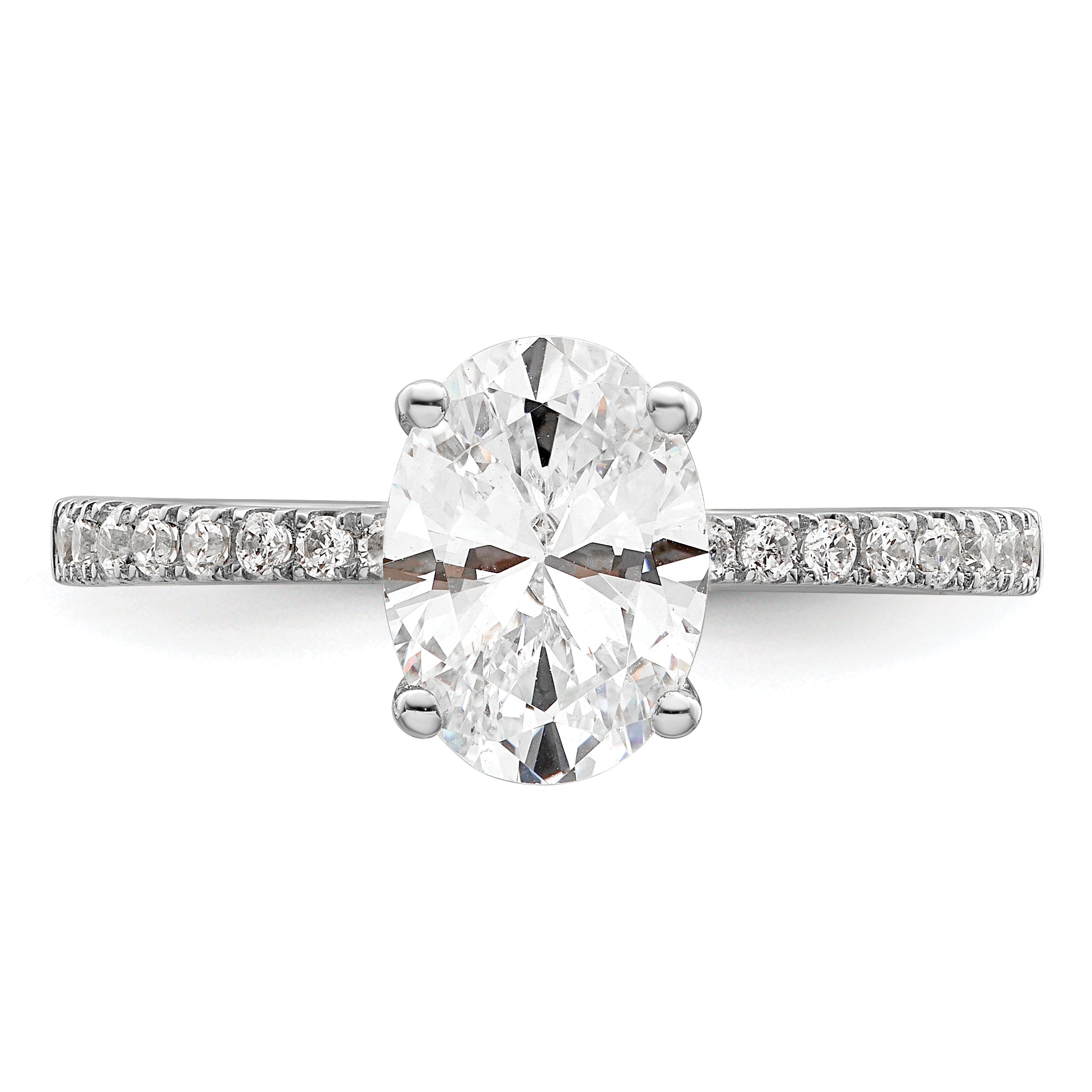 1.50ct. CZ Solid Real 14k White Polish Oval Engagement Ring