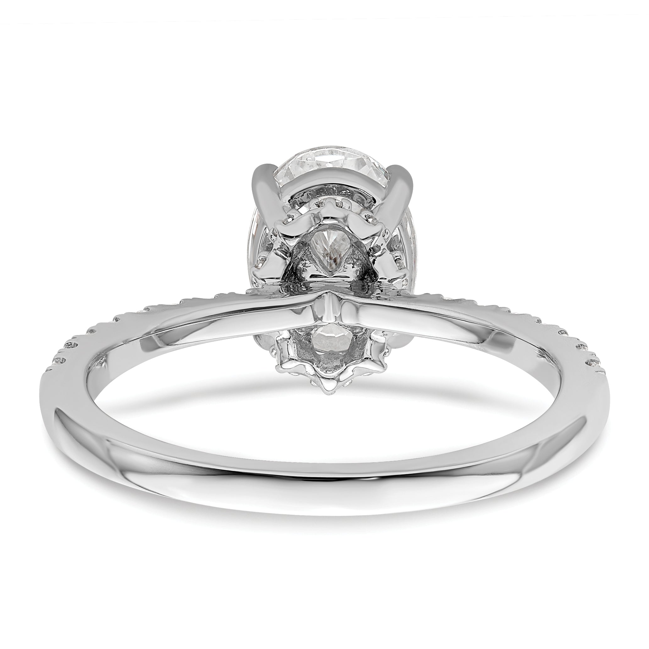 1.50ct. CZ Solid Real 14k White Polish Oval Engagement Ring