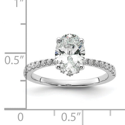 1.50ct. CZ Solid Real 14k White Polish Oval Engagement Ring