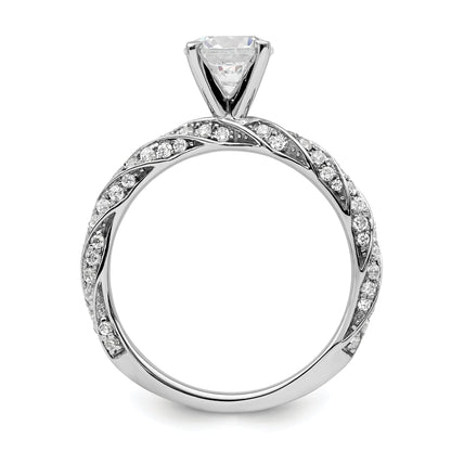 1.00ct. CZ Solid Real 14k White Twisted Round Engagement Ring