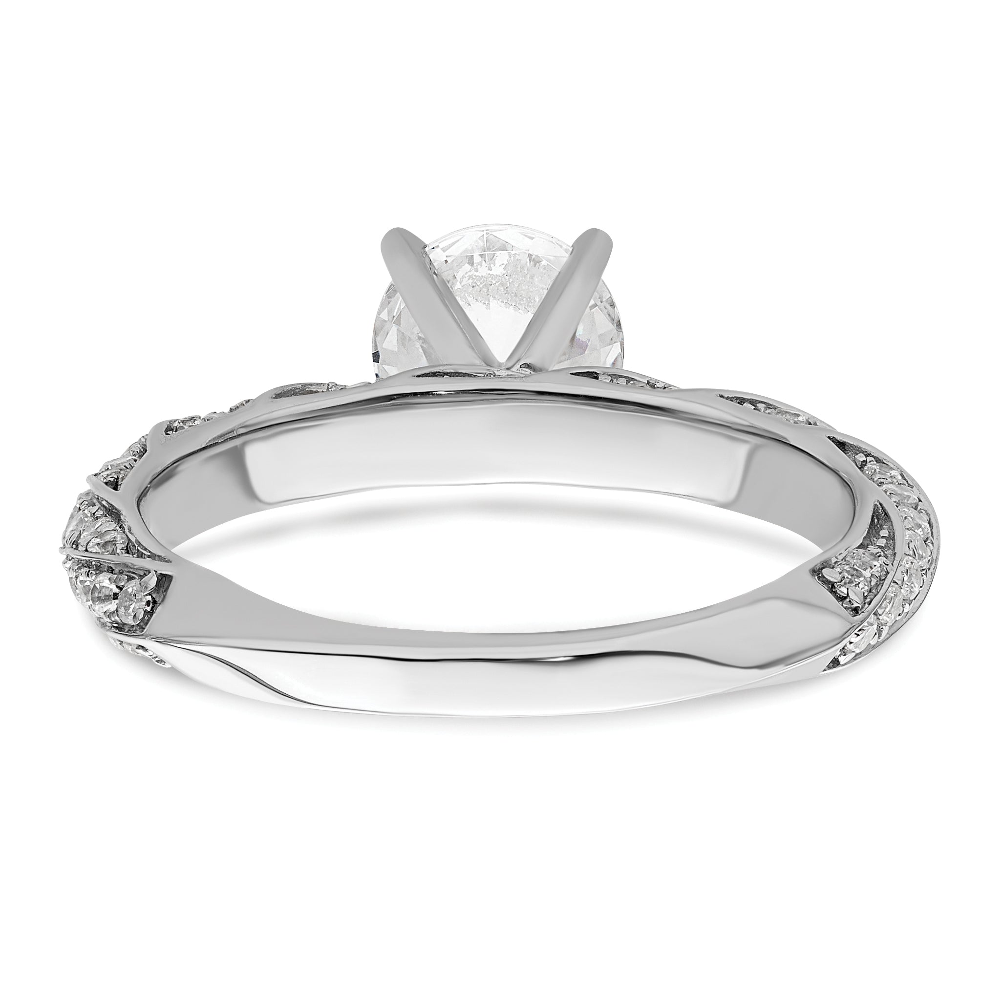 1.00ct. CZ Solid Real 14k White Twisted Round Engagement Ring