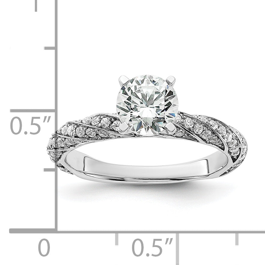 1.00ct. CZ Solid Real 14k White Twisted Round Engagement Ring