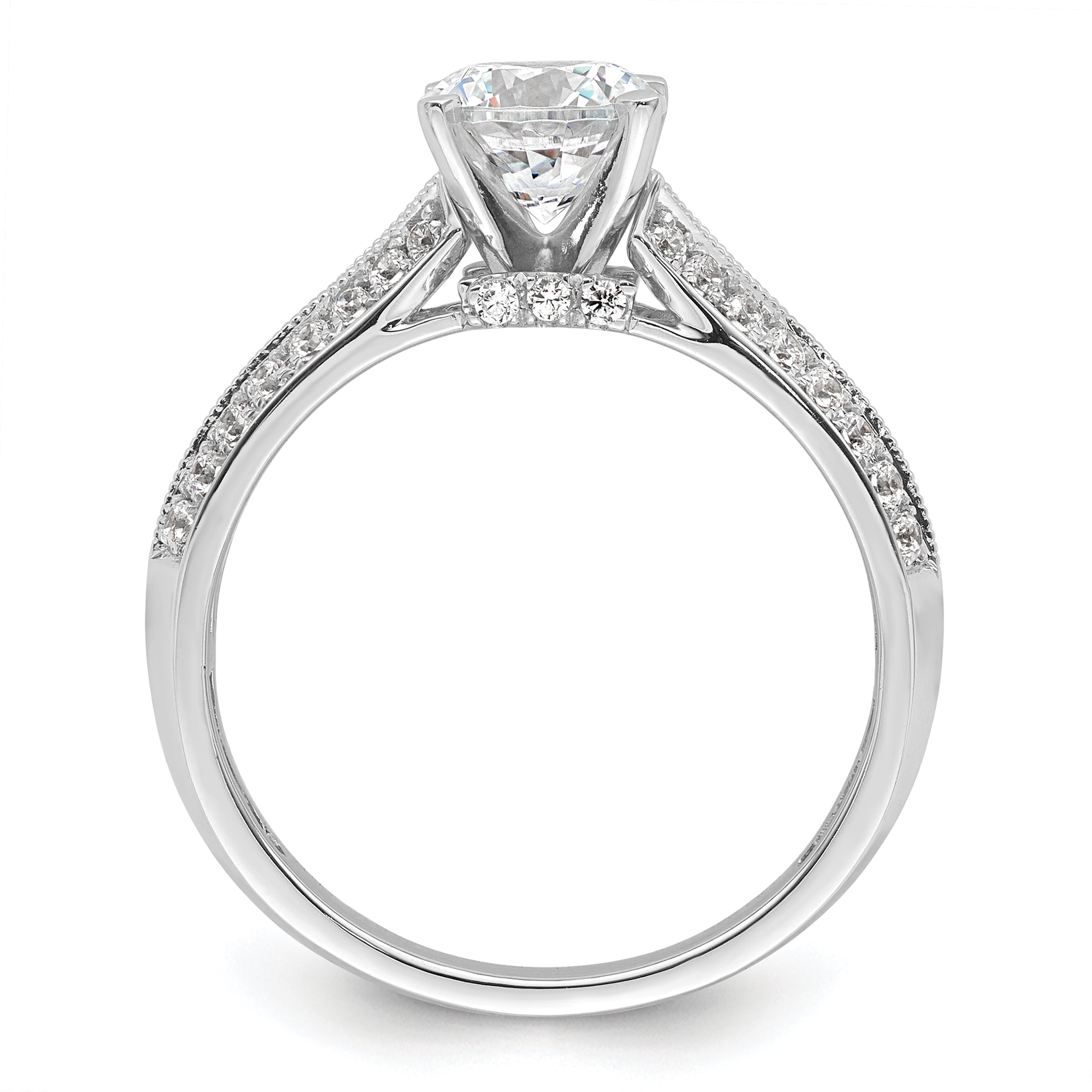 1.00ct. CZ Solid Real 14K White Gold Engagement Ring