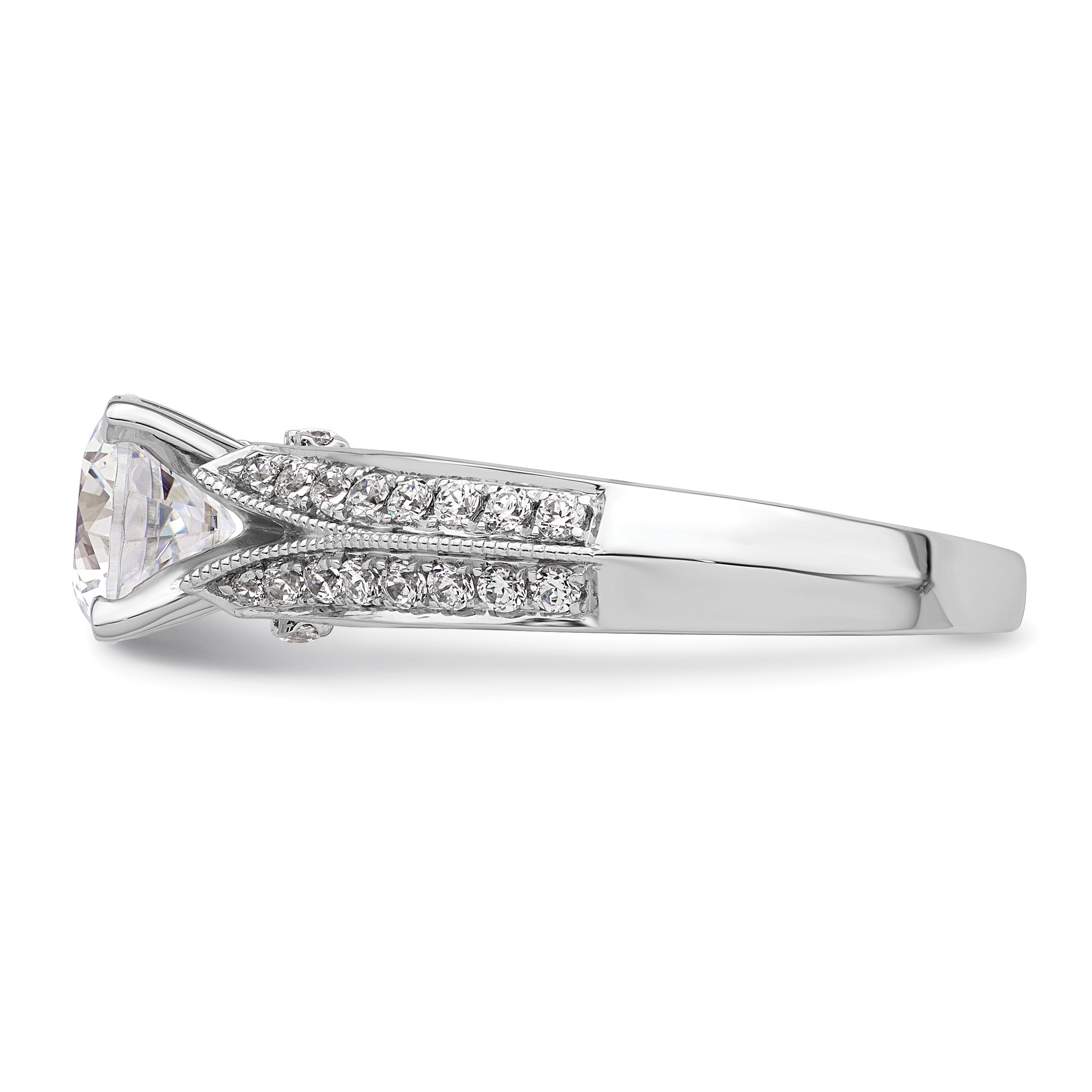 1.00ct. CZ Solid Real 14K White Gold Engagement Ring