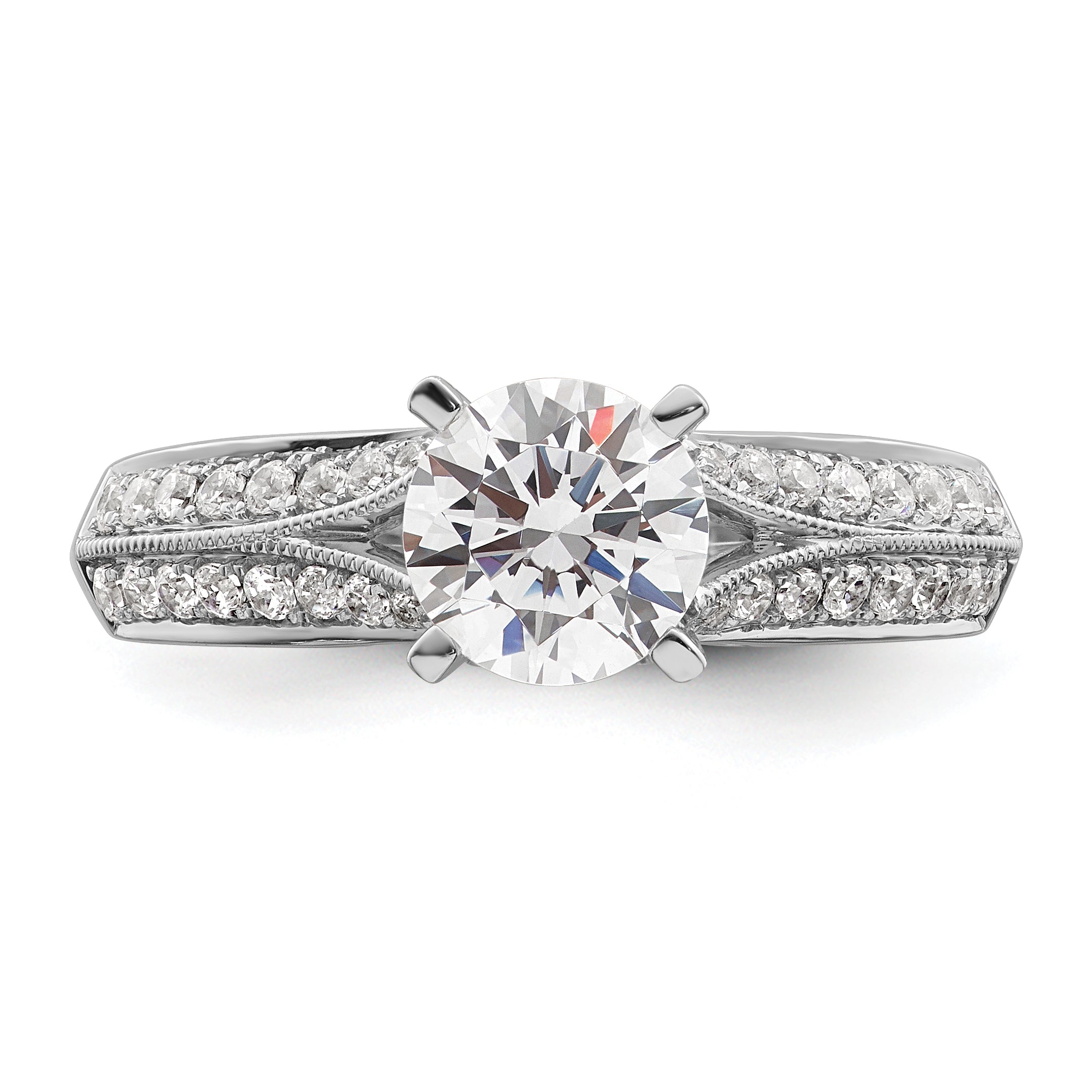 1.00ct. CZ Solid Real 14K White Gold Engagement Ring