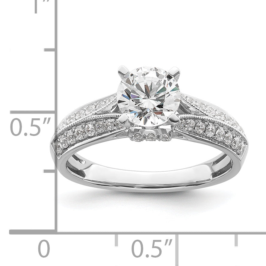 1.00ct. CZ Solid Real 14K White Gold Engagement Ring