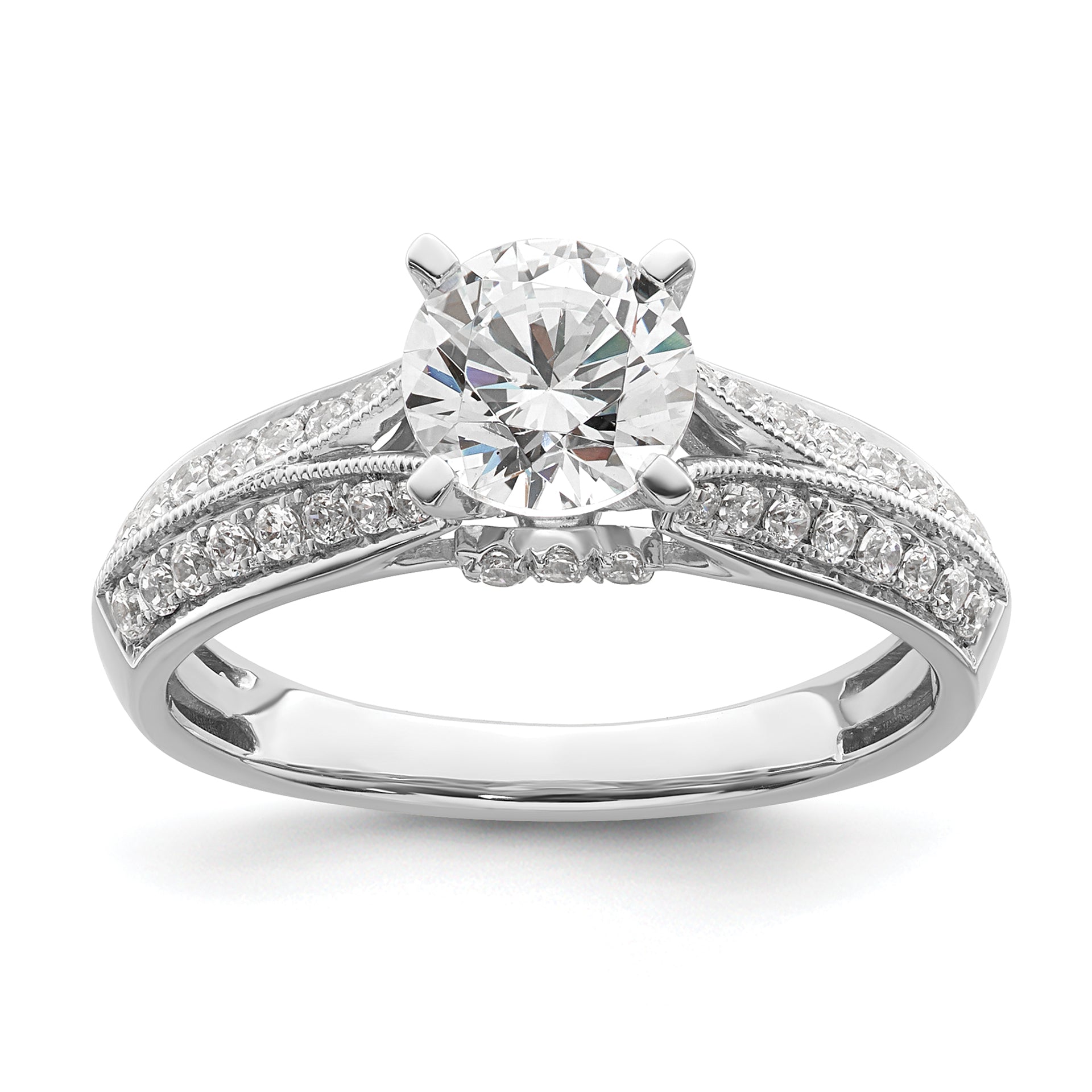 1.00ct. CZ Solid Real 14K White Gold Engagement Ring
