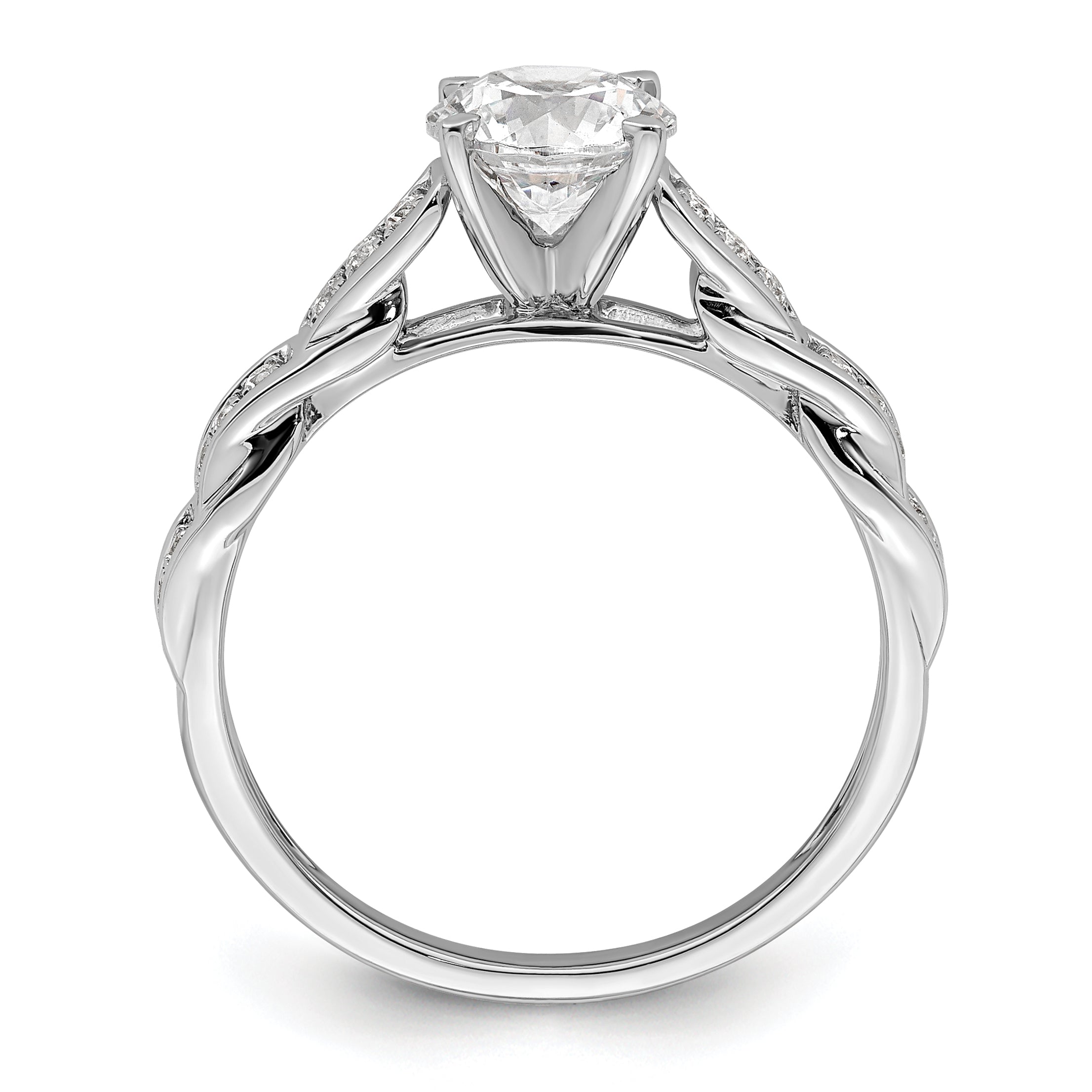 1.00ct. CZ Solid Real 14K White Gold Twisted Engagement Ring
