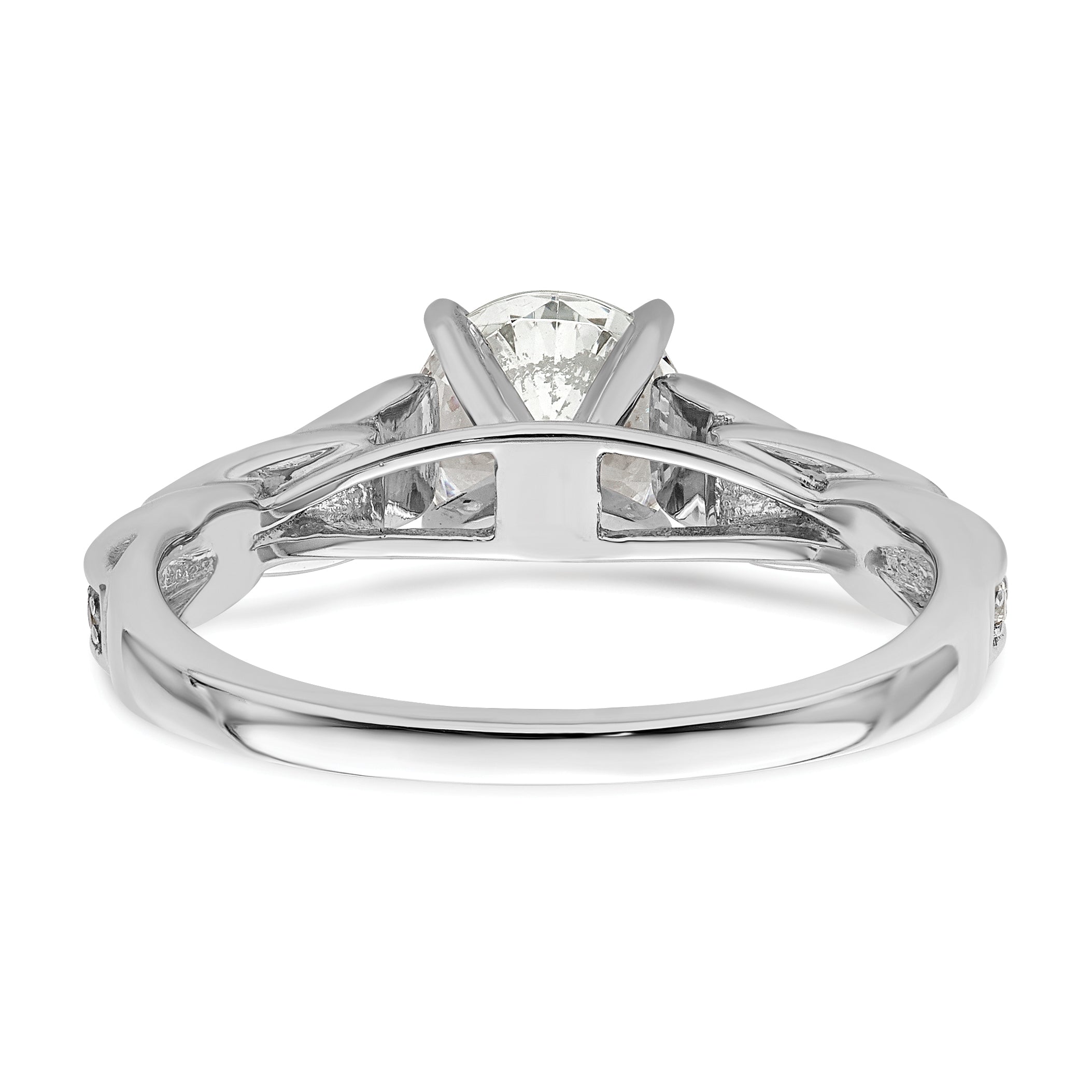1.00ct. CZ Solid Real 14K White Gold Twisted Engagement Ring
