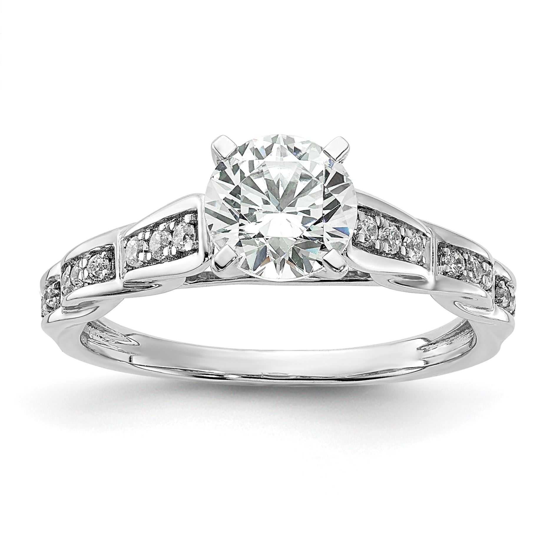 1.00ct. CZ Solid Real 14K White Gold Twisted Engagement Ring