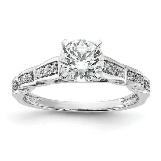 1.00ct. CZ Solid Real 14K White Gold Twisted Engagement Ring