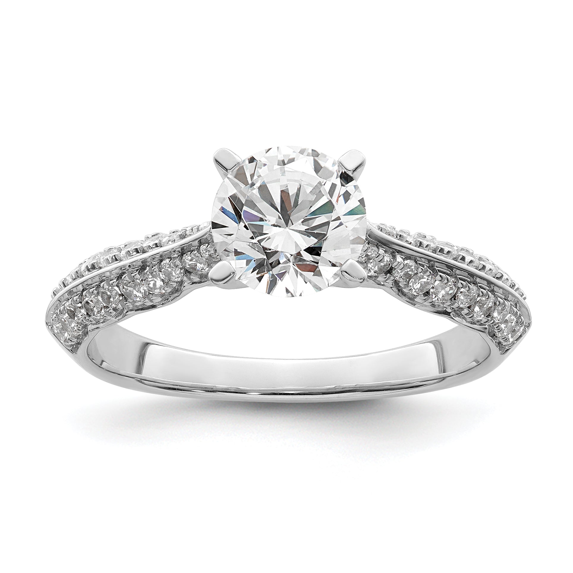 1.00ct. CZ Solid Real 14K White Gold Engagement Ring