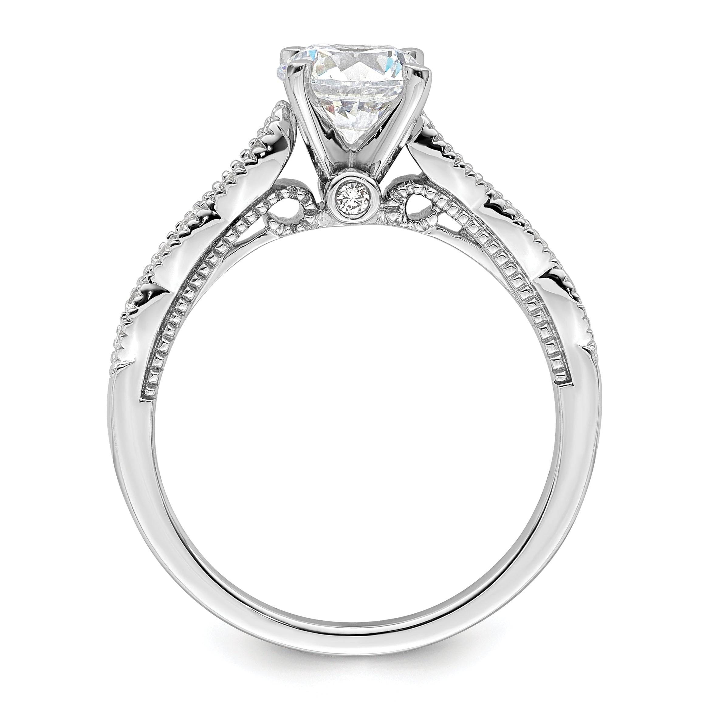 1.00ct. CZ Solid Real 14K White Gold Engagement Ring