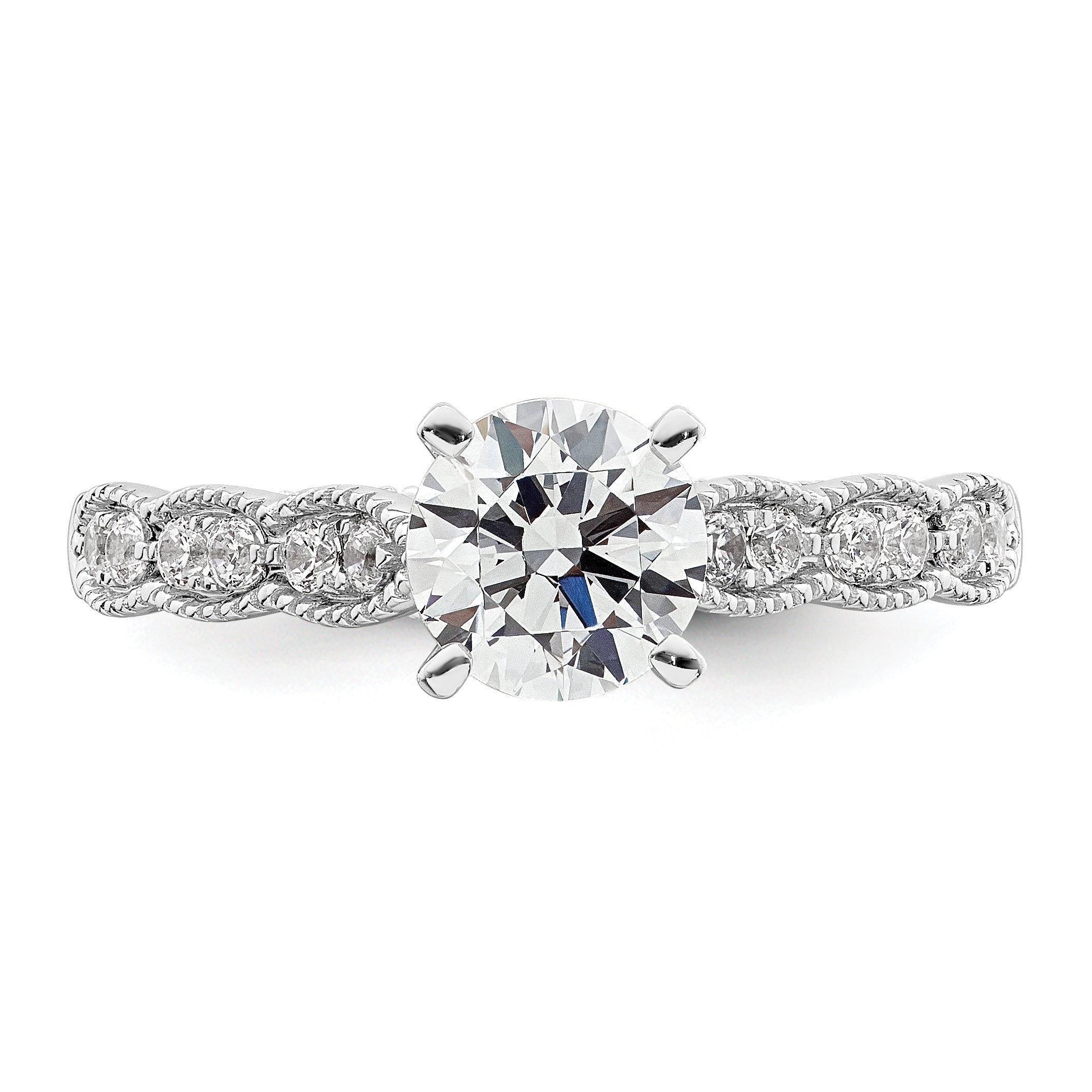 1.00ct. CZ Solid Real 14K White Gold Engagement Ring
